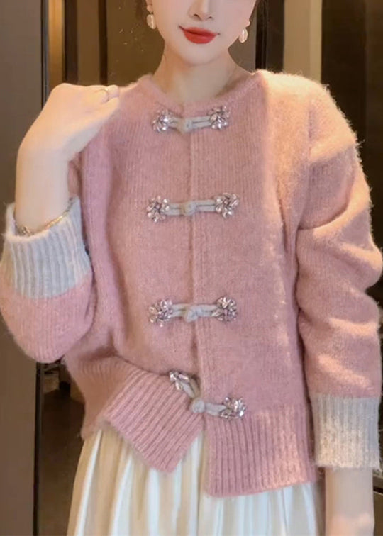 Dame Cardigan med O-hals og Kinesisk Knappestrikket Stil 3