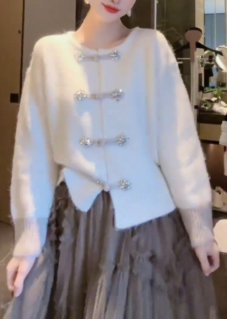 Dame Cardigan med O-hals og Kinesisk Knappestrikket Stil 4