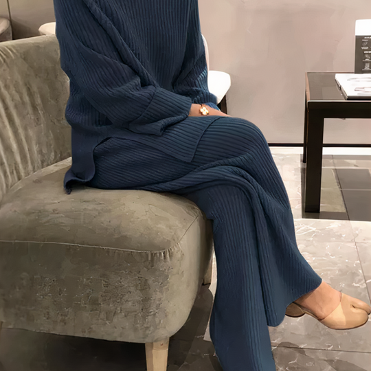 Dame Casual Sett med Strikket Genser og Bukser - Matchende Sett Dame 3