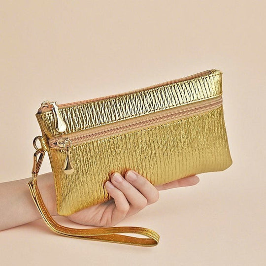 Dame Clutch med Håndleddsrem og Glanset Stil 0