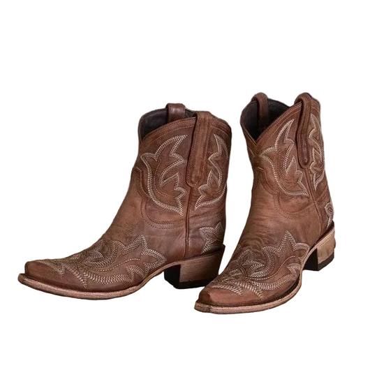 Dame Cowboy Ankelstøvletter Broderte 0