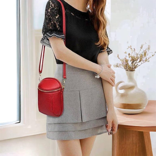 Dame Crossbody Veske Vegansk Lær Kompakt Design 6