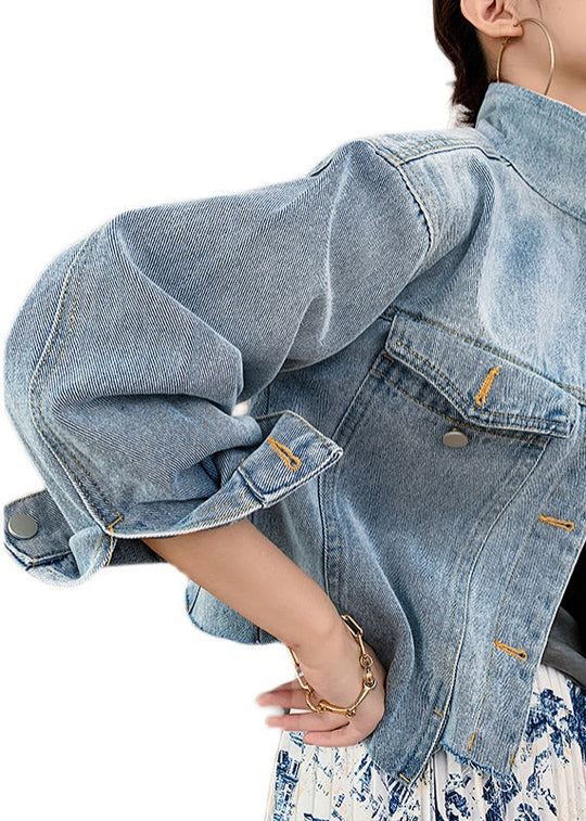 Dame Denim Kåpe med Knapplommer 4