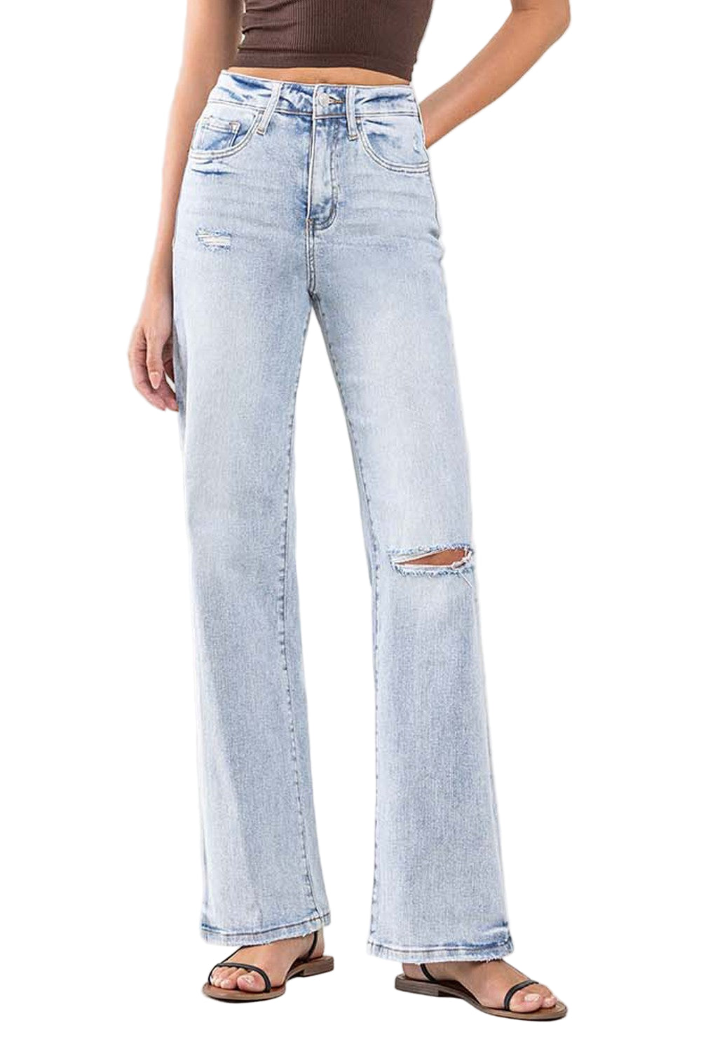 Dame Flare Jeans Høy Midje Vintage Denim 0