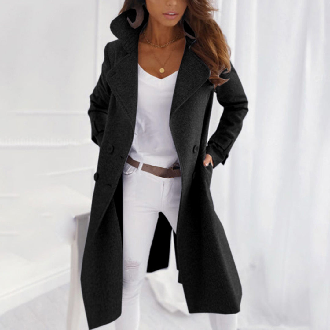 Dame Frakk Uldjakke med Lommer Casual Design 3