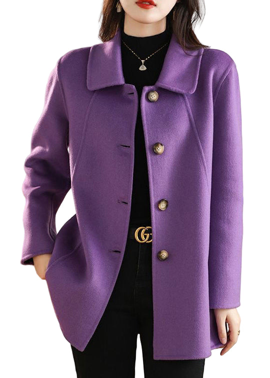 Dame Frakk med Peter Pan Krage i Lilla 0