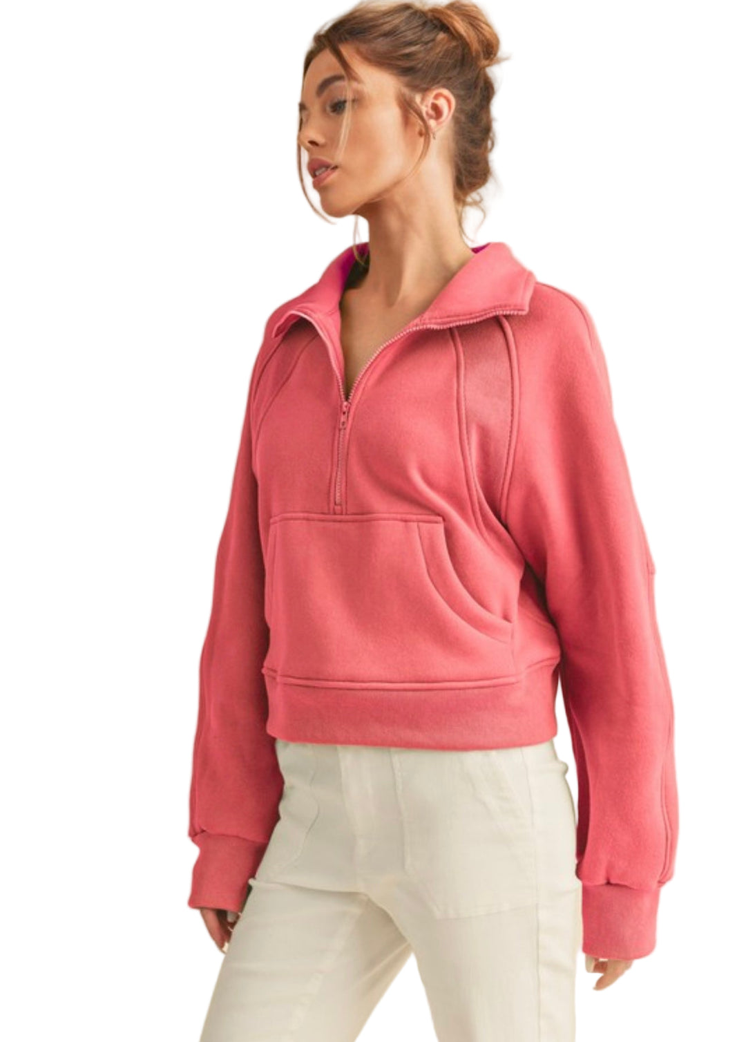 Dame Funnel Neck Half Zip Topp 0