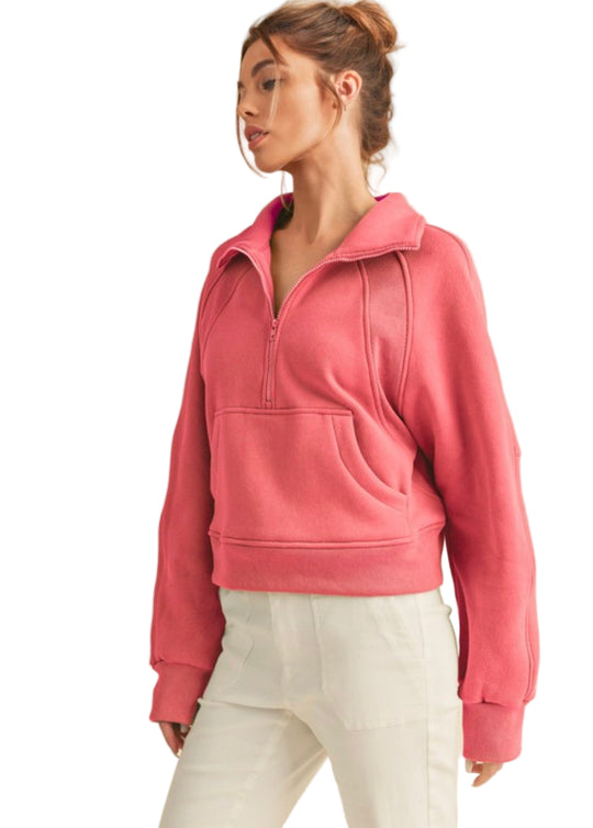 Dame Funnel Neck Half Zip Topp 0