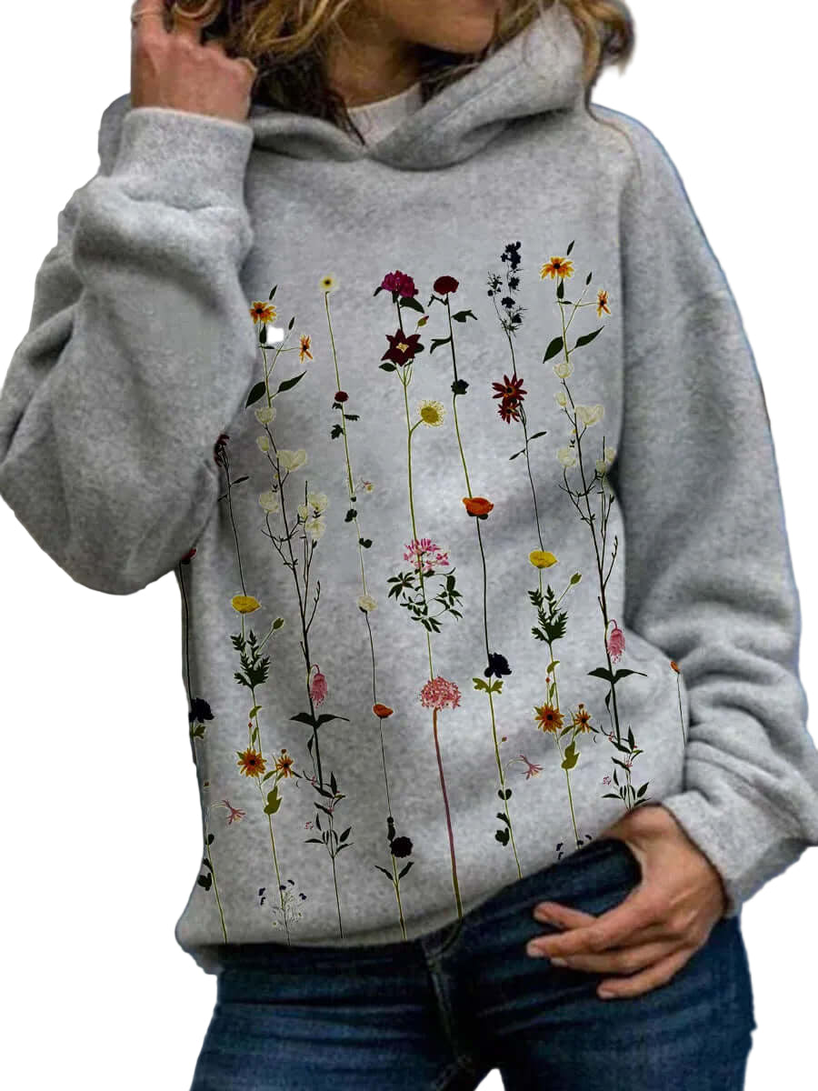 Dame Hettegenser med Blomstertrykk Løs Passform 0