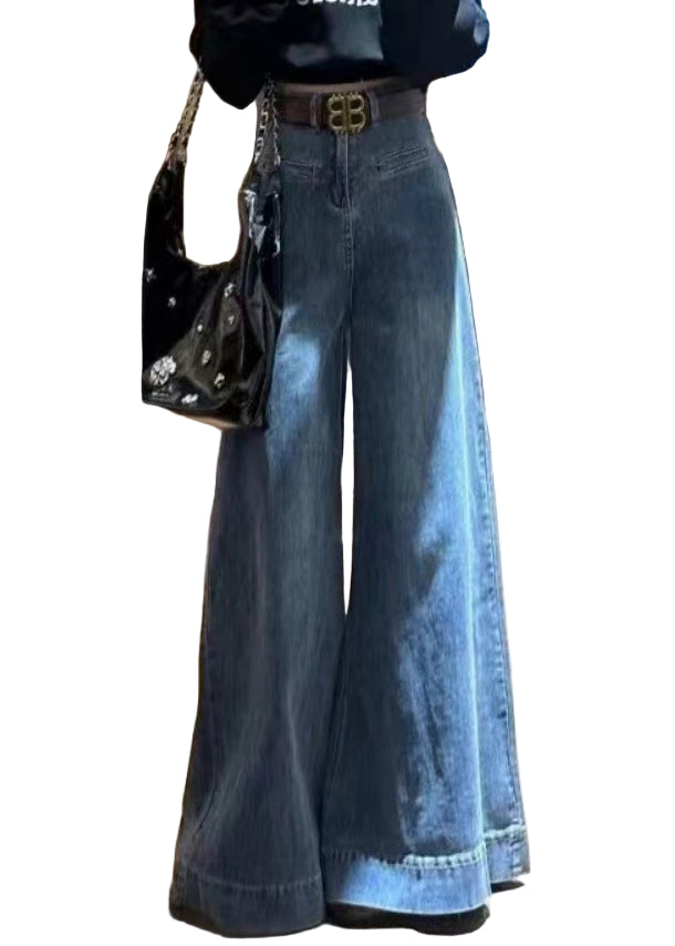 Dame Høy Midje Denim Bukser med Vidde Ben – Bellezanorge