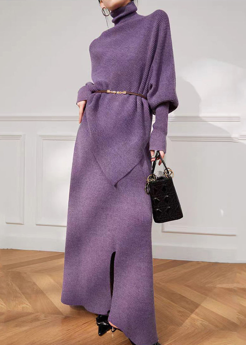 Dame Høyhalset Asymmetrisk Strikket Sett 2