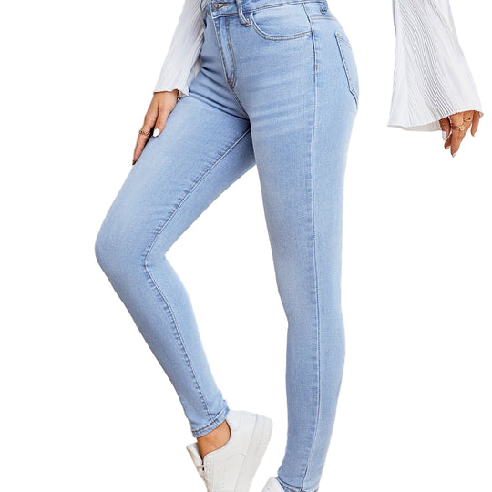 Dame Jeans Høy Midje Slim Fit Moderne Stil 0