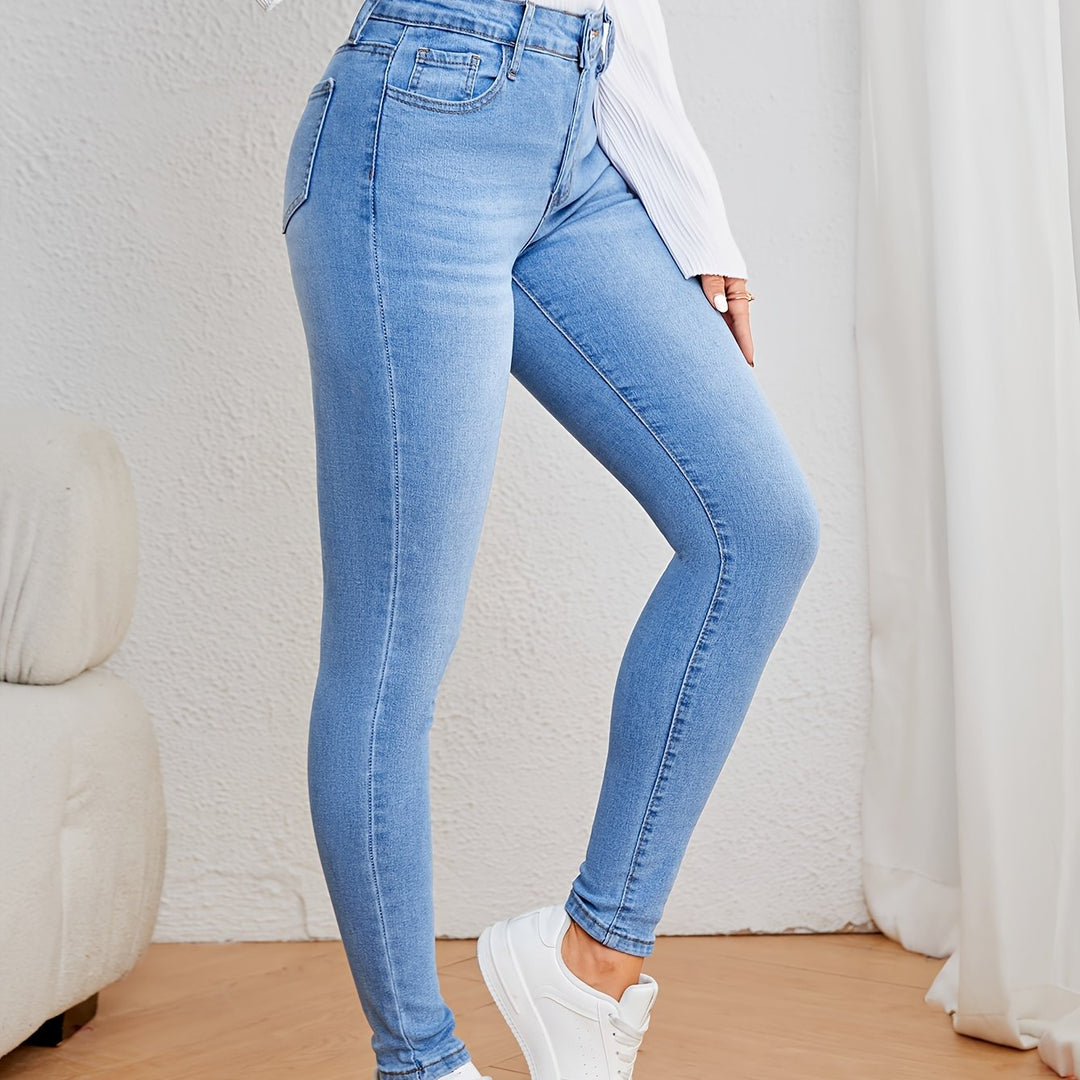 Dame Jeans Høy Midje Slim Fit Moderne Stil 7
