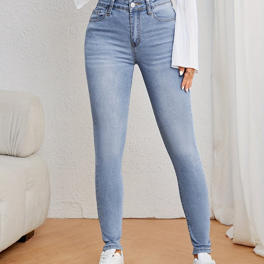 Dame Jeans Høy Midje Slim Fit Moderne Stil 9