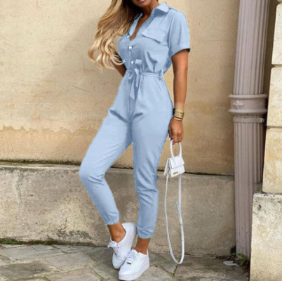 Dame Jumpsuit Med Knapper Tidløs Stil 10