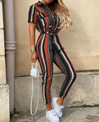 Dame Jumpsuit Med Knapper Tidløs Stil 3
