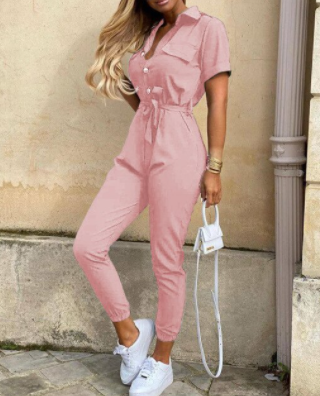 Dame Jumpsuit Med Knapper Tidløs Stil 6