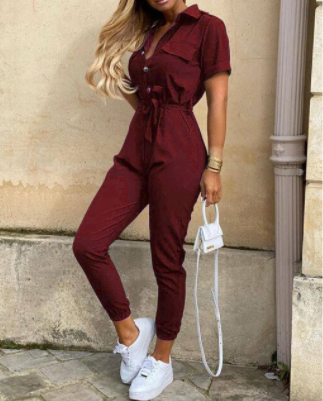 Dame Jumpsuit Med Knapper Tidløs Stil 7