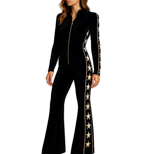 Dame Jumpsuit med Dristig Stjernetrykk og Bredde Ben 0