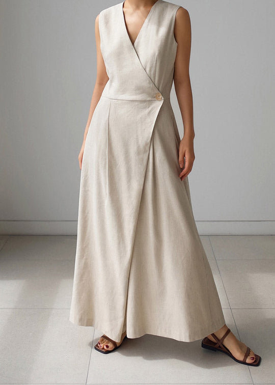 Dame Jumpsuit med V-hals og Knapplommer 1