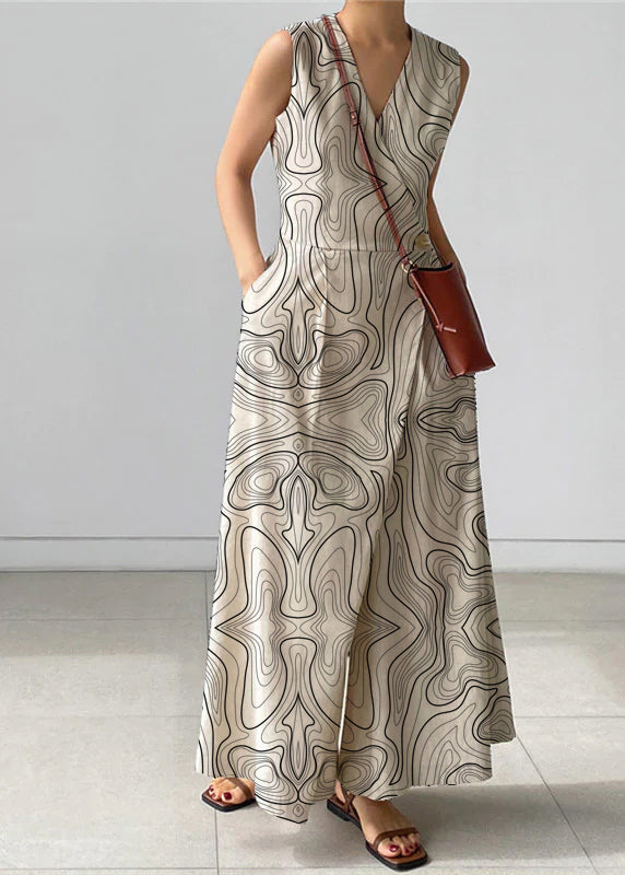 Dame Jumpsuit med V-hals og Knapplommer 7