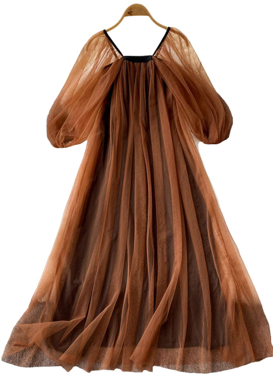 Dame Kjole med Firkantet Krage og Rynkede Detaljer 0