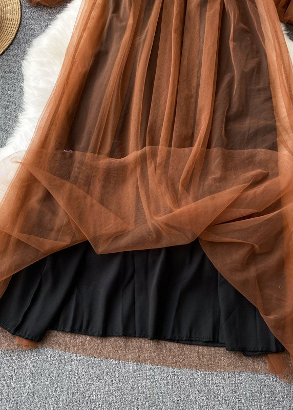 Dame Kjole med Firkantet Krage og Rynkede Detaljer 3