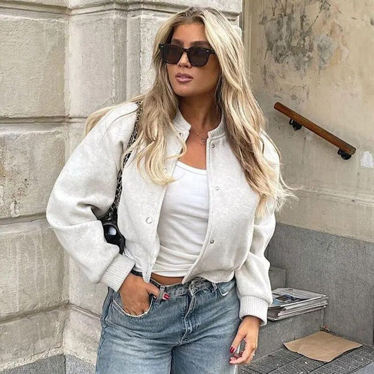 Dame Kort Bomberjakke Moderne Stil 1