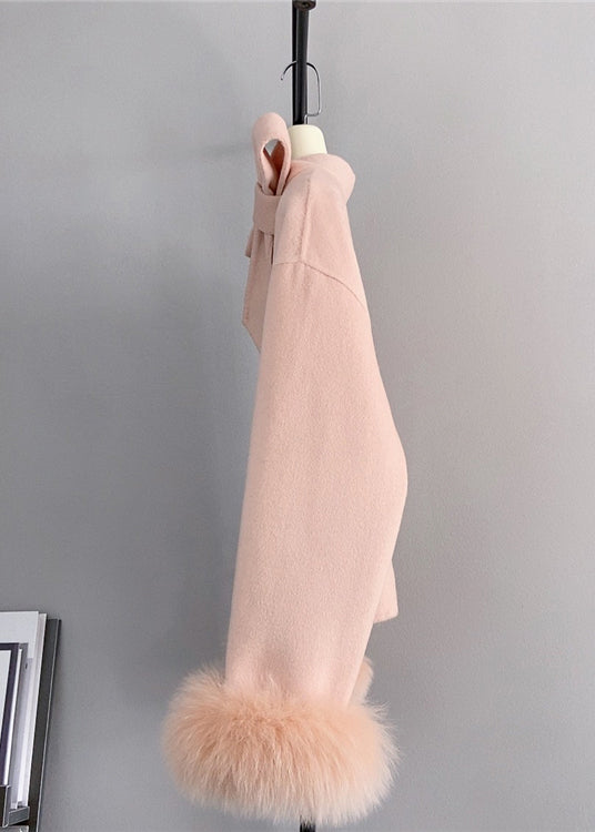 Dame Kort Frakk med Sløyfeknapp og Revehårmansjett 3