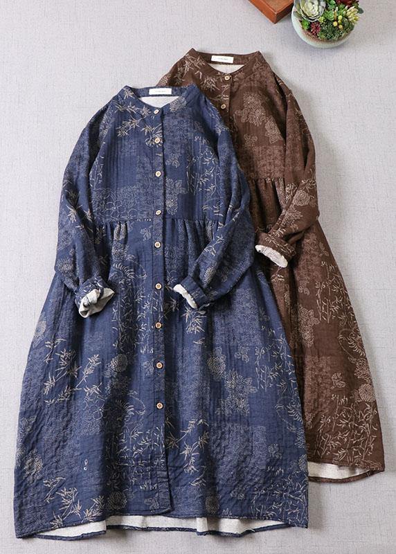 Dame Langermet Kjole med Lommer og Trykknapper 0