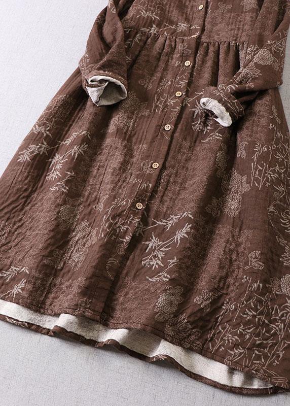 Dame Langermet Kjole med Lommer og Trykknapper 2