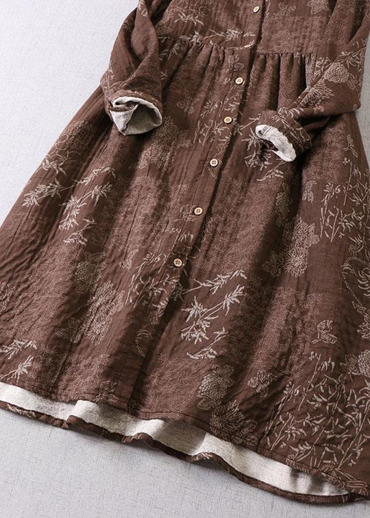 Dame Langermet Kjole med Lommer og Trykknapper 2