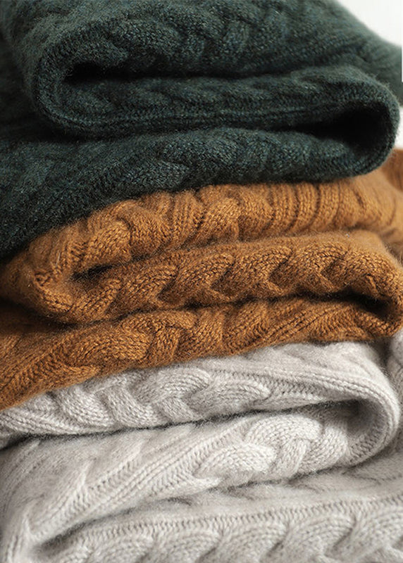 Dame Langermet Strikkegenser med Krage 3