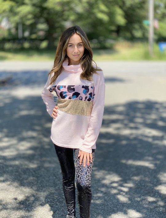 Dame Leggings Leopard Tekstur Svart 1