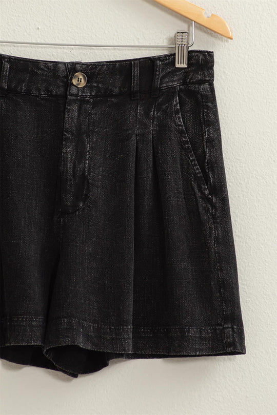 Dame Linshorts Høy Midje med Folder i Rayon og Lin 4