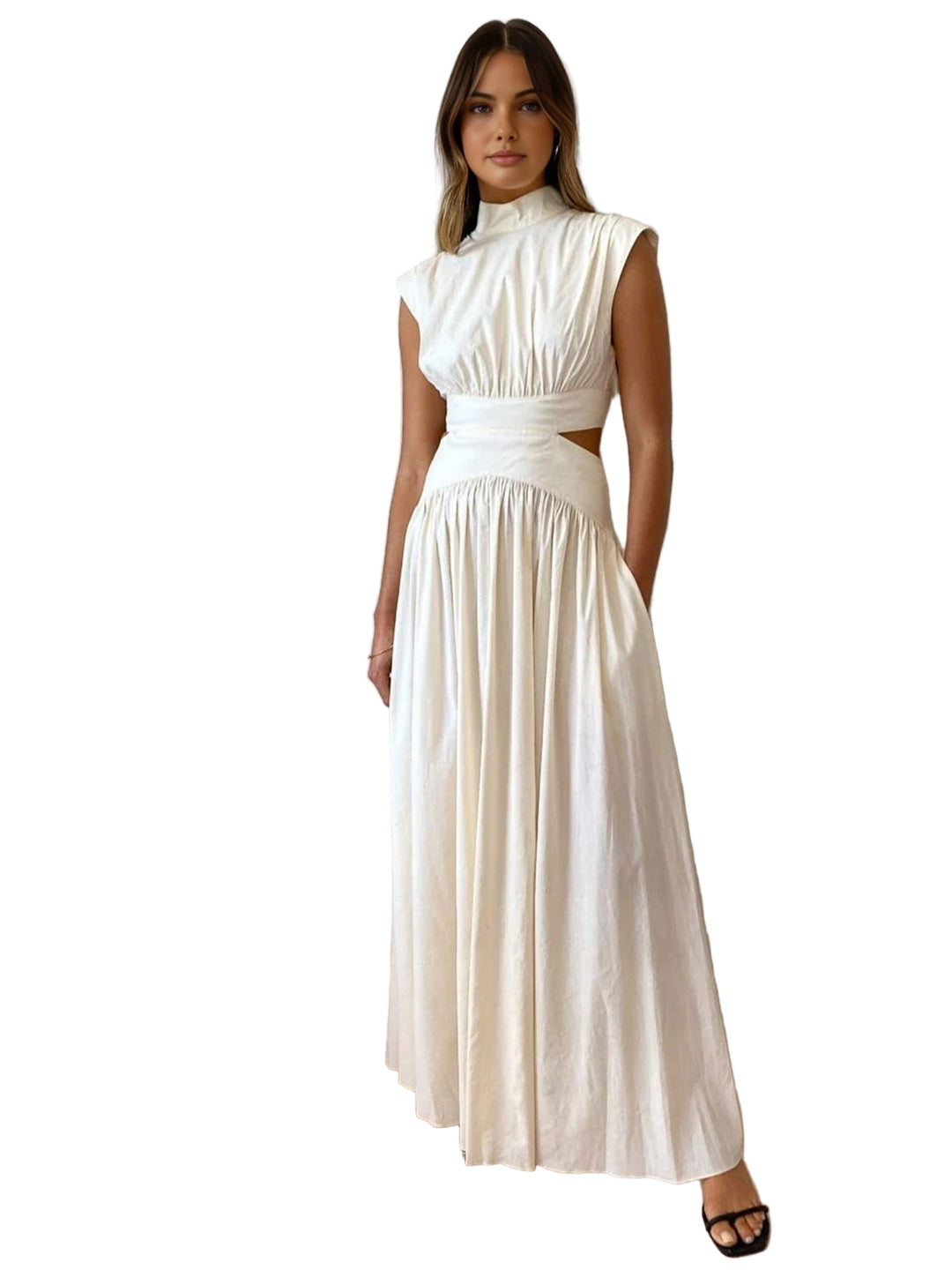 Dame Maxi Kjole med Hålning Hals 0