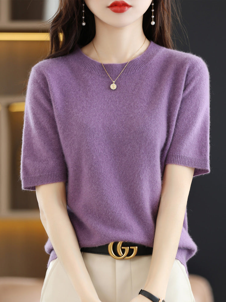 Dame Merinoull Jumper med Kort Erme 1