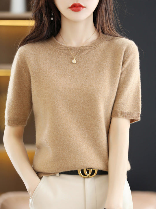 Dame Merinoull Jumper med Kort Erme 10