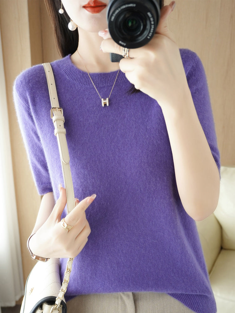 Dame Merinoull Jumper med Kort Erme 14
