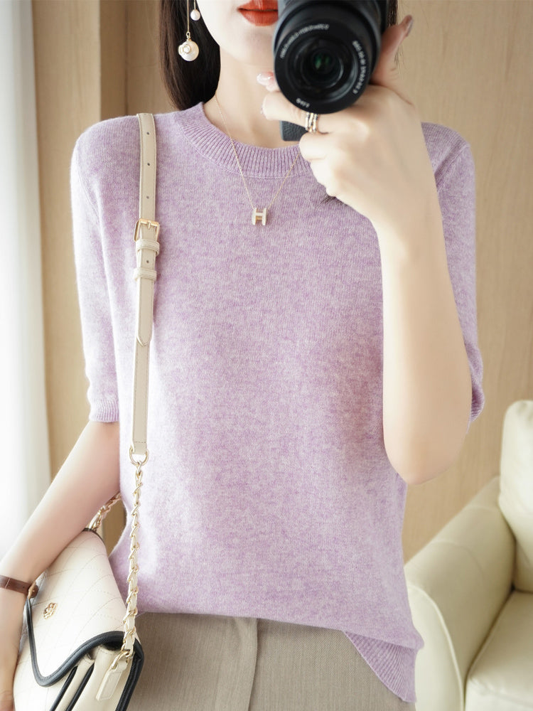 Dame Merinoull Jumper med Kort Erme 4