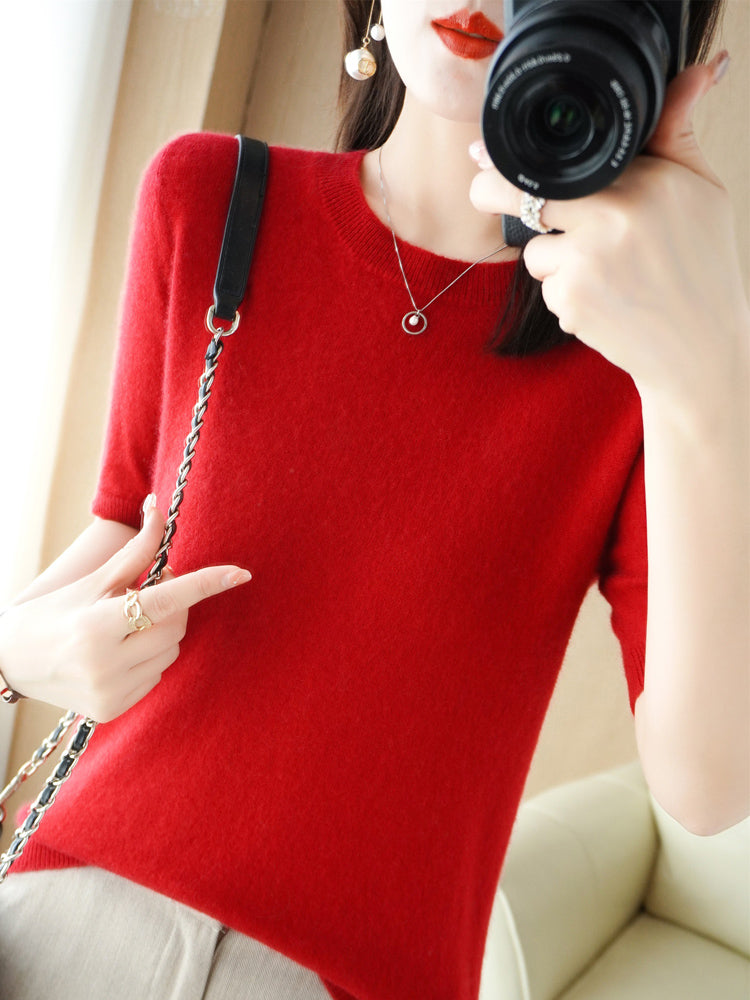 Dame Merinoull Jumper med Kort Erme 5