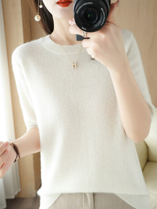 Dame Merinoull Jumper med Kort Erme 6