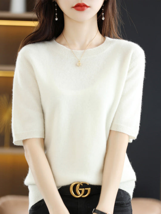 Dame Merinoull Jumper med Kort Erme 7