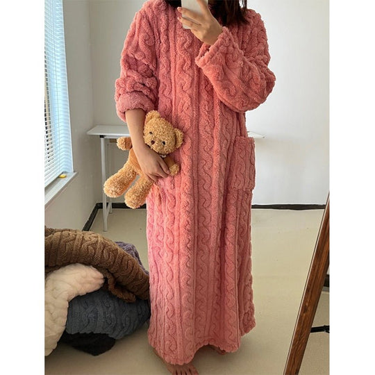 Dame Nattkjole Klassisk Flanell 8