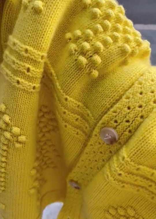 Dame O-hals Strikket Genser med Knapp 2