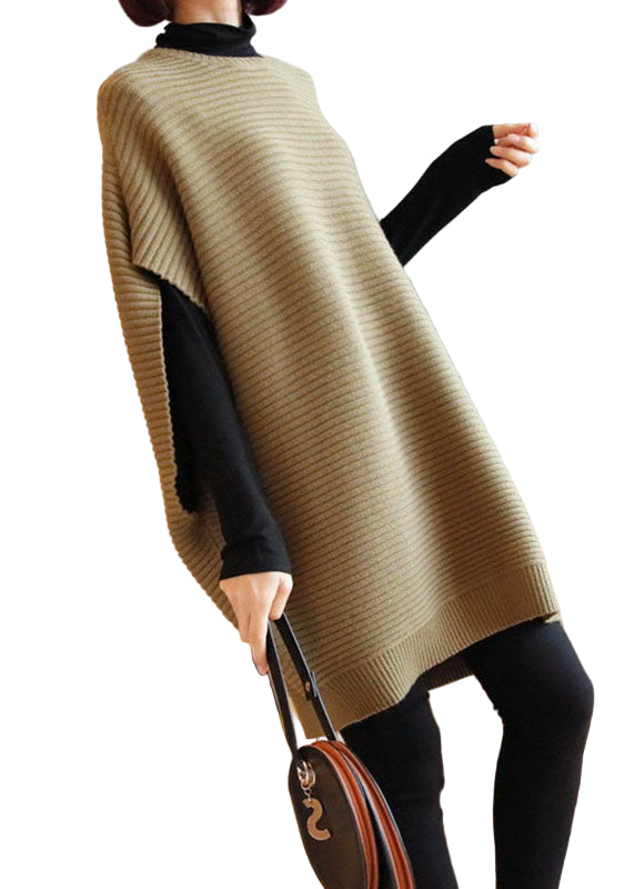 Dame O-hals Strikket Vest i Lys Grønn 0