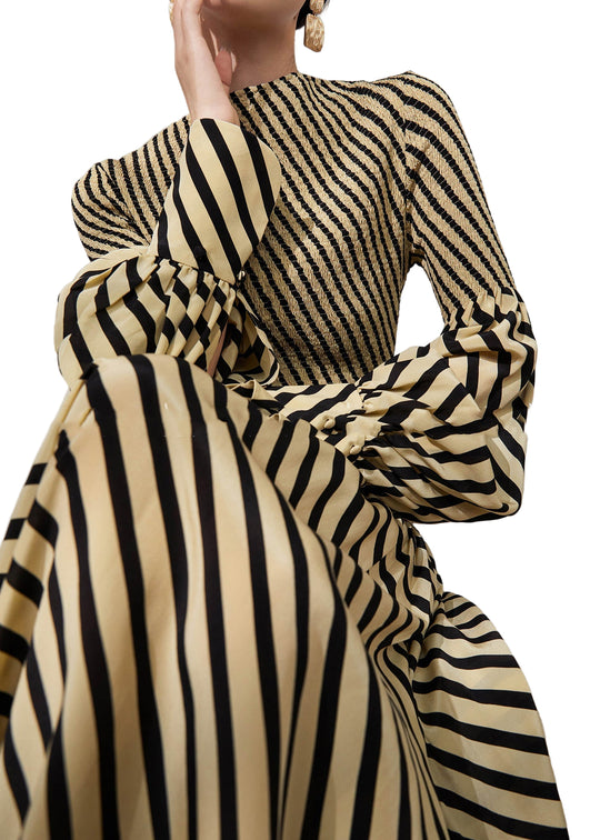 Dame O-hals Stripete Patchwork Kjole 0