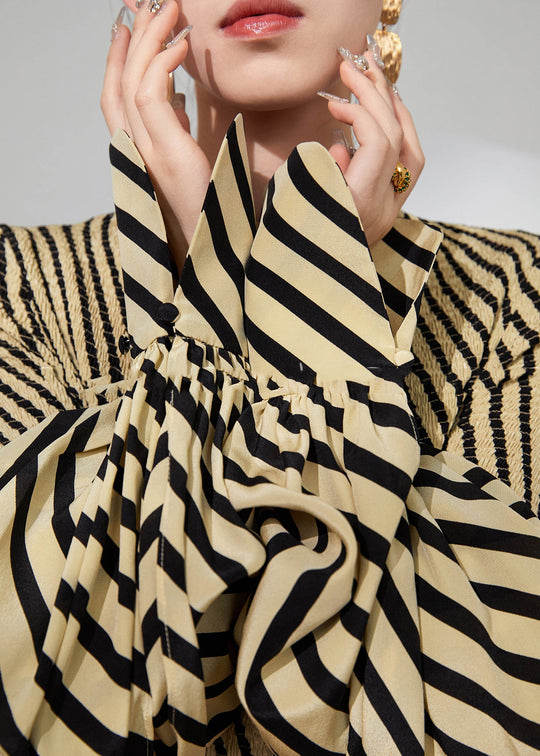 Dame O-hals Stripete Patchwork Kjole 4