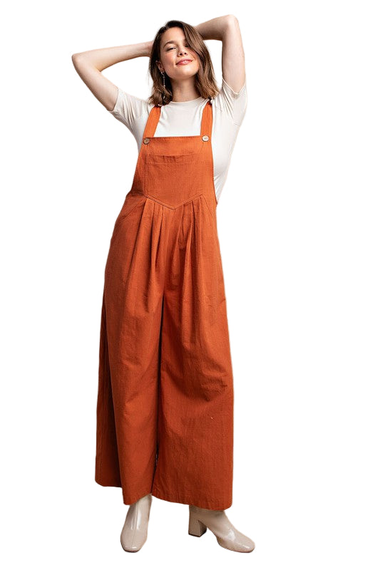 Dame Overall med Pintuck Detaljer og Lommer i Rust 0