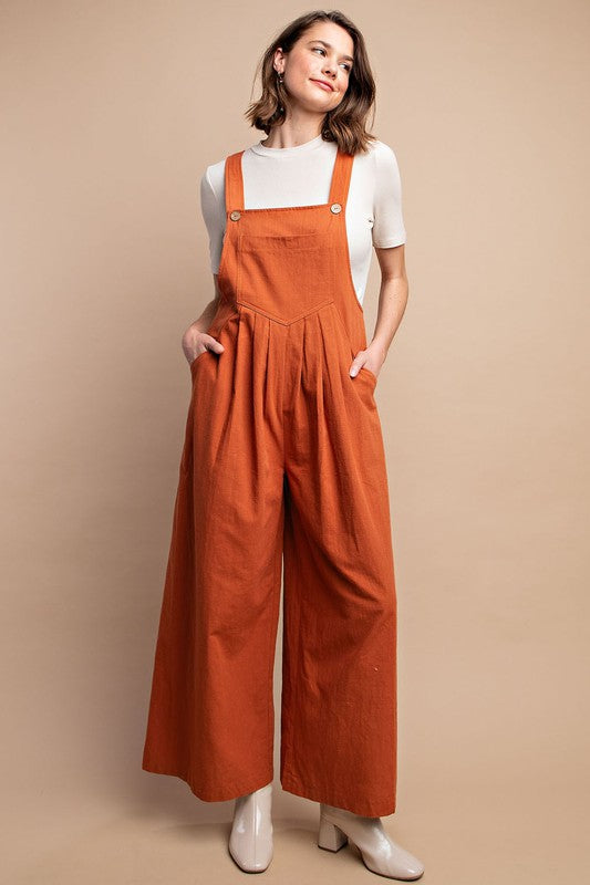 Dame Overall med Pintuck Detaljer og Lommer i Rust 1